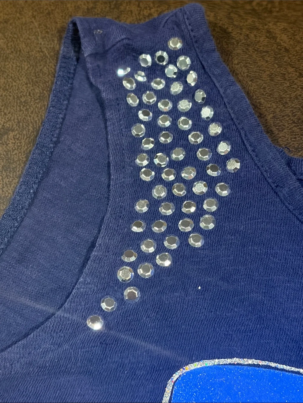 Justice Navy Tank Top with Red, White & Blue 'BE FREE' Graphic and Stud Accents